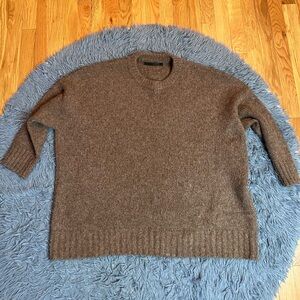 Jenni Kayne Brown Alpaca Cocoon Crewneck Sweater Size XL